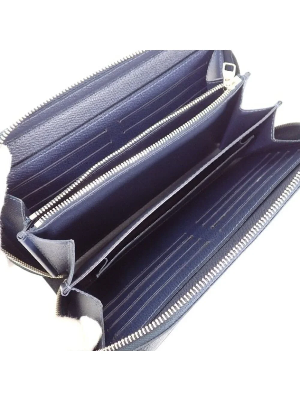Louis Vuitton Zippy XL Taiga Line Wallet Leather Navy Blue Marine Mini